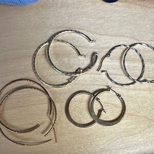 Elegant Gold and Silver Hoop Earrings Set